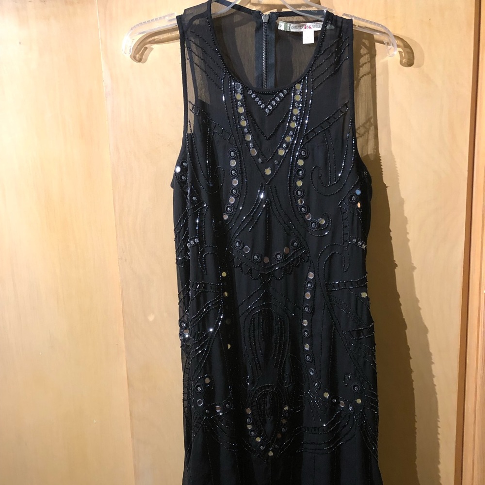 Black rhinestone mini party dress